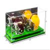 Better Display Cases Acrylic Double Mini - Miniature (not Full Size) Football Helmet or Mini Goalie Mask Display Case with Mirror Case, Light Blue Risers and Turf Base (A019-BLR) view 2