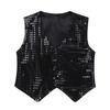 YiZYiF Boys Teens Shiny Party Vests Sequins Shirt Waistcoat for Prom,Wedding,Dance Costumes Black 9-10 view 1