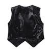 YiZYiF Boys Teens Shiny Party Vests Sequins Shirt Waistcoat for Prom,Wedding,Dance Costumes Black 9-10 view 2