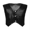 YiZYiF Boys Teens Shiny Party Vests Sequins Shirt Waistcoat for Prom,Wedding,Dance Costumes Black 9-10 view 3