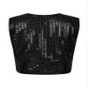 YiZYiF Boys Teens Shiny Party Vests Sequins Shirt Waistcoat for Prom,Wedding,Dance Costumes Black 9-10 view 4