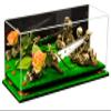 Better Display Cases Versatile Clear Acrylic Trucks, Trains and Rockets Display Case - Large Rectangle Box with Mirror Case, Orange Risers and Turf Base 17" x 6" x 7" (A019/V46) view 1