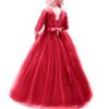 Girl Long Sleeve Vintage Lace Tutu Princess Pageant Cocktail Dresses Kids Prom Ball Gown Wedding Junior Bridesmaid 4-14 Years B Red 9-10 Years view 1