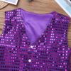 Agoky Kids Boys Glittery Sequined Vest Jacket Shiny Waistcoat for Prom Dance Stage Performance Purple 8-9 view 3