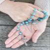 Nazareth Store Sky Blue Turquoise Stone Beads Rosary Prayer Necklace Catholic Miraculous Medal & Jesus Cross view 2