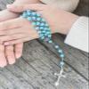 Nazareth Store Sky Blue Turquoise Stone Beads Rosary Prayer Necklace Catholic Miraculous Medal & Jesus Cross view 4