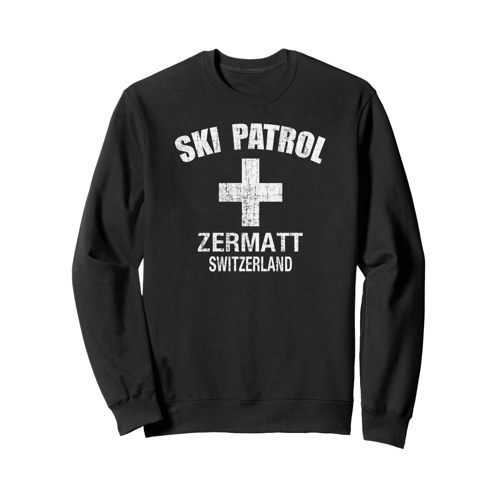 Zermatt Switzerland Ski Patrol Vintage Retro Distressed Sweatshirt