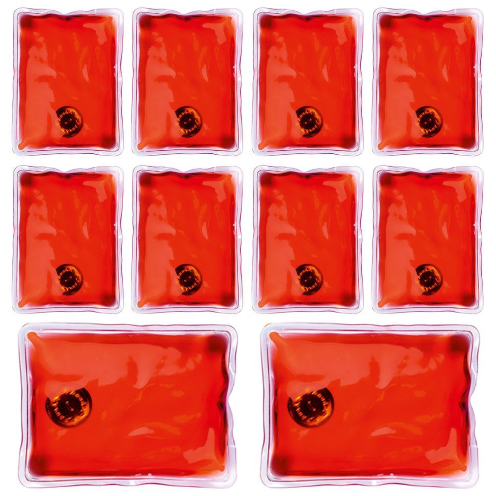 eBuyGB Pack of 10 Reusable Gel Hand Warmers - Instant Heating Heat Packs (Red Rectangle)