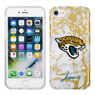 Prime Brands Group White and Gold Marble Design on TPU Skin Cell Phone Case for Apple iPhone 8/7/6S - NFL Licensed Jacksonville Jaguars