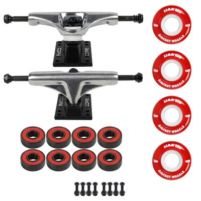 Skateboard Package 5.0 (7.75") Silver Trucks 55mm 83A Red Cruiser Wheels ABEC 5