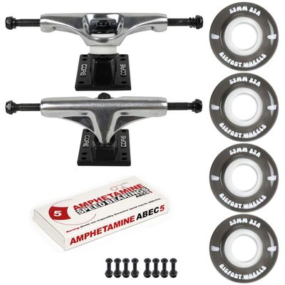 Skateboard Package 4.75 (7.25") Silver Trucks 53mm 83A Black Cruiser Wheels ABEC 5
