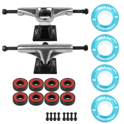Skateboard Package 4.75 (7.25") Silver Trucks 55mm 83A Blue Cruiser Wheels ABEC 5