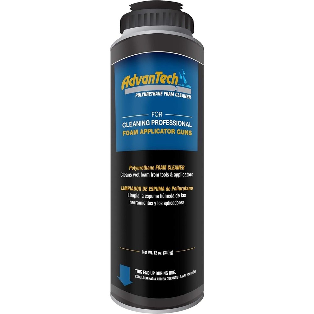 AdvanTech Polyurethane Foam Cleaner - For Adhesive Gun Maintenance & Tool Cleanup - Eliminates Clogs - Removes Uncured Foam & Adhesive from Applicator Guns - Pack of 6 Cans - 12 oz Each
