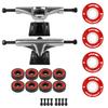 Skateboard Package 4.75 (7.25") Silver Trucks 53mm 83A Red Cruiser Wheels ABEC 5 view 1