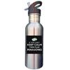 If You Can Not Keep Calm Play MahJong 20oz SILVER Stainless Steel Sport Water Bottle With Straw Cap view 1