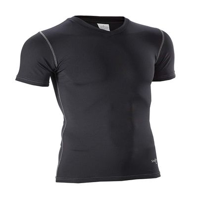 Smitty | BKS-411 | Black | Compression Short Sleeve V- Neck Shirt | Polyester (XL)