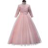 Flower Girl Dress Princess Pageant Long Lace Tulle Ball Gowns 3/4 Sleeves Wedding Bridesmaid Formal Party Dresses Little Baby Baptism Big Girls First Communion Prom Maxi Dress for Kids Pink 13-14Y view 4