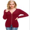 Afibi Women V Neck Zip Front Long Sleeve Casual Top Blouse Shirt (Medium, Burgundy) view 4