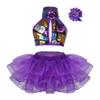 Agoky Kids Girls Sequins Ballet Dance Dress Stage Performance Dancewear Outfit Tutu Skirt Purple 10-12 view 1