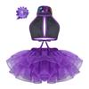 Agoky Kids Girls Sequins Ballet Dance Dress Stage Performance Dancewear Outfit Tutu Skirt Purple 10-12 view 2