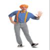 Blippi Costume Kit for Adult, Official Blippi Outfit with Hat Glasses and Bowtie Costume Accessories view 1
