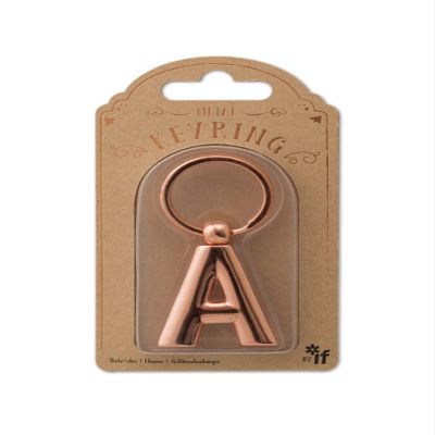 IF Metal Letter Keyring Personalised Alphabet Letters - Rose Gold - A
