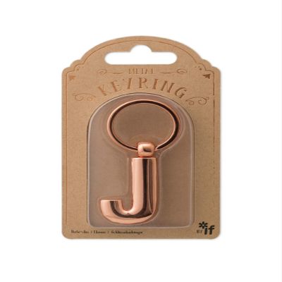 IF Metal Letter Keyring Personalised Alphabet Letters - Rose Gold - J