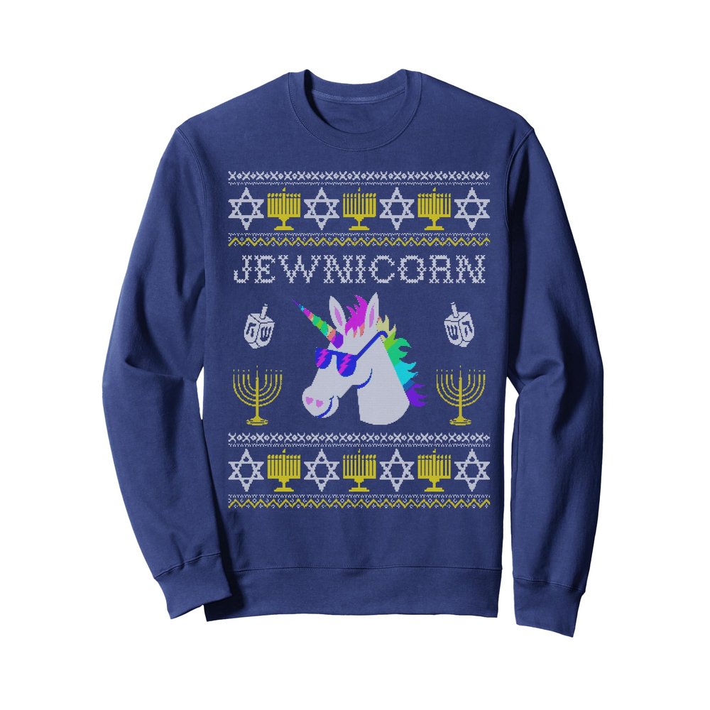 Jewnicorn Sweatshirt, Jewish Unicorn Ugly Hanukkah Gift