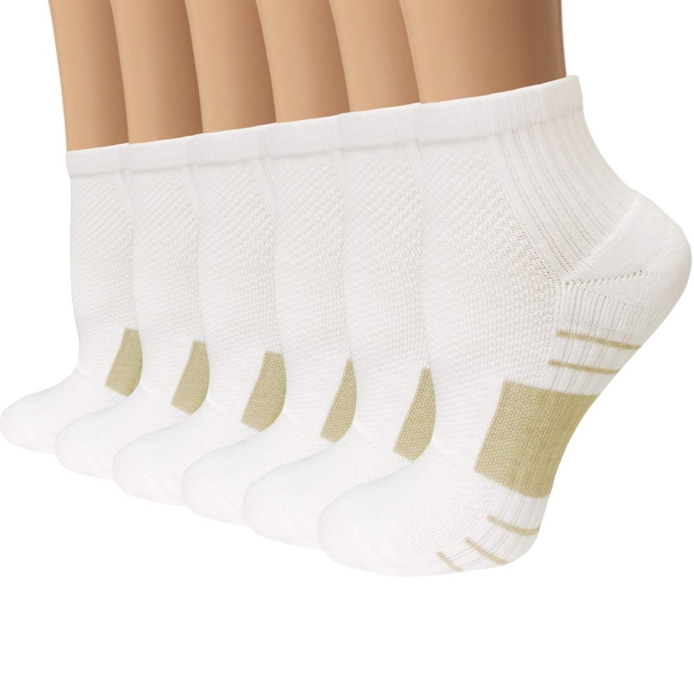 Copper Plantar Fasciitis Running Compression Socks for Men & Women 6 Pairs Arch Support Ankle Socks for Athletic&Travel