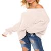GOLDSTITCH Women's Off Shoulder Batwing Sleeve Loose Oversized Pullover Sweater Knit Jumper Ivory view 2