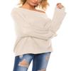 GOLDSTITCH Women's Off Shoulder Batwing Sleeve Loose Oversized Pullover Sweater Knit Jumper Ivory view 3