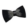 Drasawee Men's Handmade Feather Leather Bowtie Formal Party Bowties Dark Black view 1