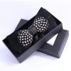Drasawee Men's Handmade Feather Leather Bowtie Formal Party Bowties Dark Black view 2