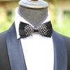 Drasawee Men's Handmade Feather Leather Bowtie Formal Party Bowties Dark Black view 3