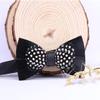 Drasawee Men's Handmade Feather Leather Bowtie Formal Party Bowties Dark Black view 4