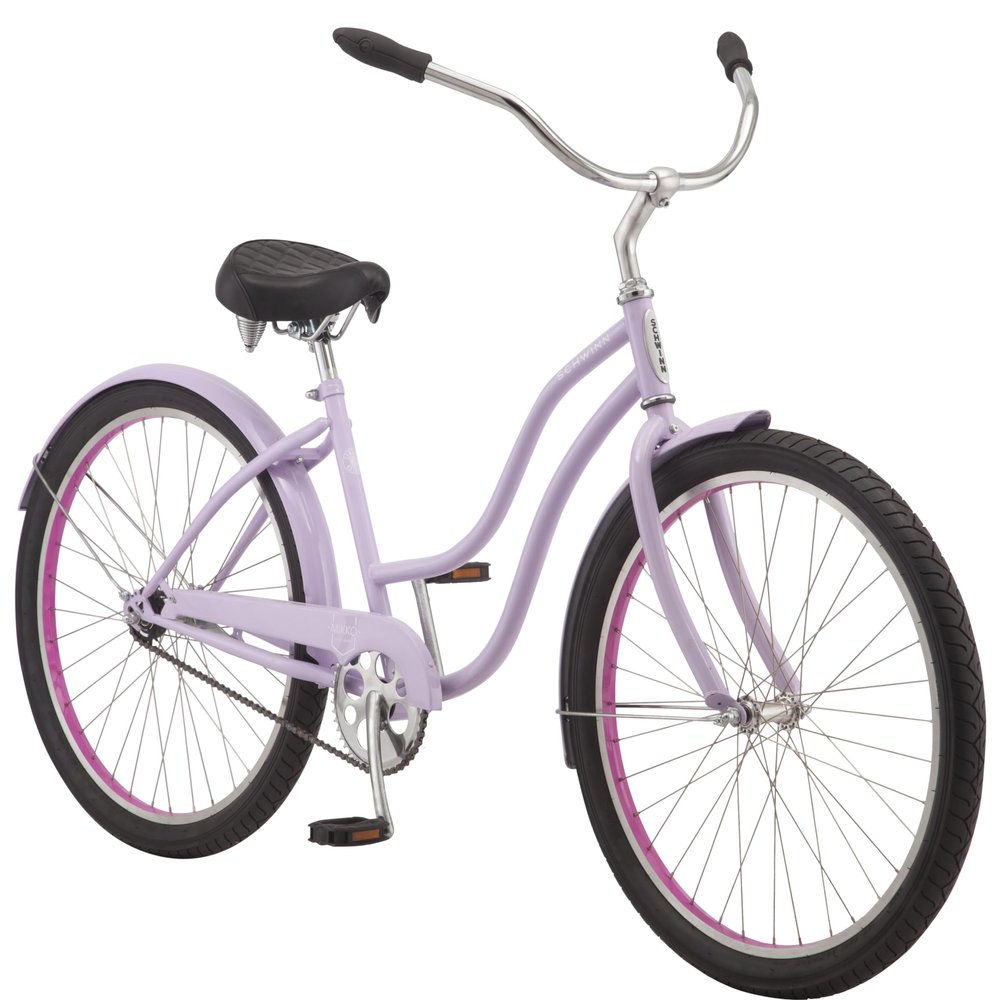 Schwinn Mikko Beach Cruiser Bike for Adult, Single Speed, Coaster Brake, 26-Inch Wheels, 17-Inch Steel Frame, Full Front & Rear Fenders, Classic Handlebar, Purple
