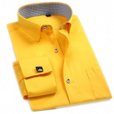 Lakke French Cufflinks Men Dress Shirts Solid Business Wedding Men's Clothing Man Casual Shirt Autumn Outwear FS21 Asian XXXL Label 43