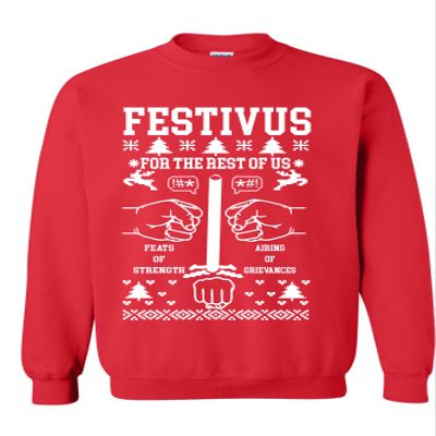 ALLNTRENDS Adult Sweatshirt Festivus Anti Christmas Secular Holiday Complain Top (3XL, Red)
