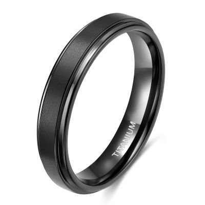 TIGRADE 4mm 6mm 8mm 10mm Titanium Rings Black/Silver/Gold Wedding Band Matte Comfort Fit for Men Women Size 3-15, Black 4MM, Size 6