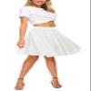 EXCHIC Women's Casual Stretchy Flared Midi Skater Skirts Basic A-Line Pleated Midi Skirt (L, White) view 3