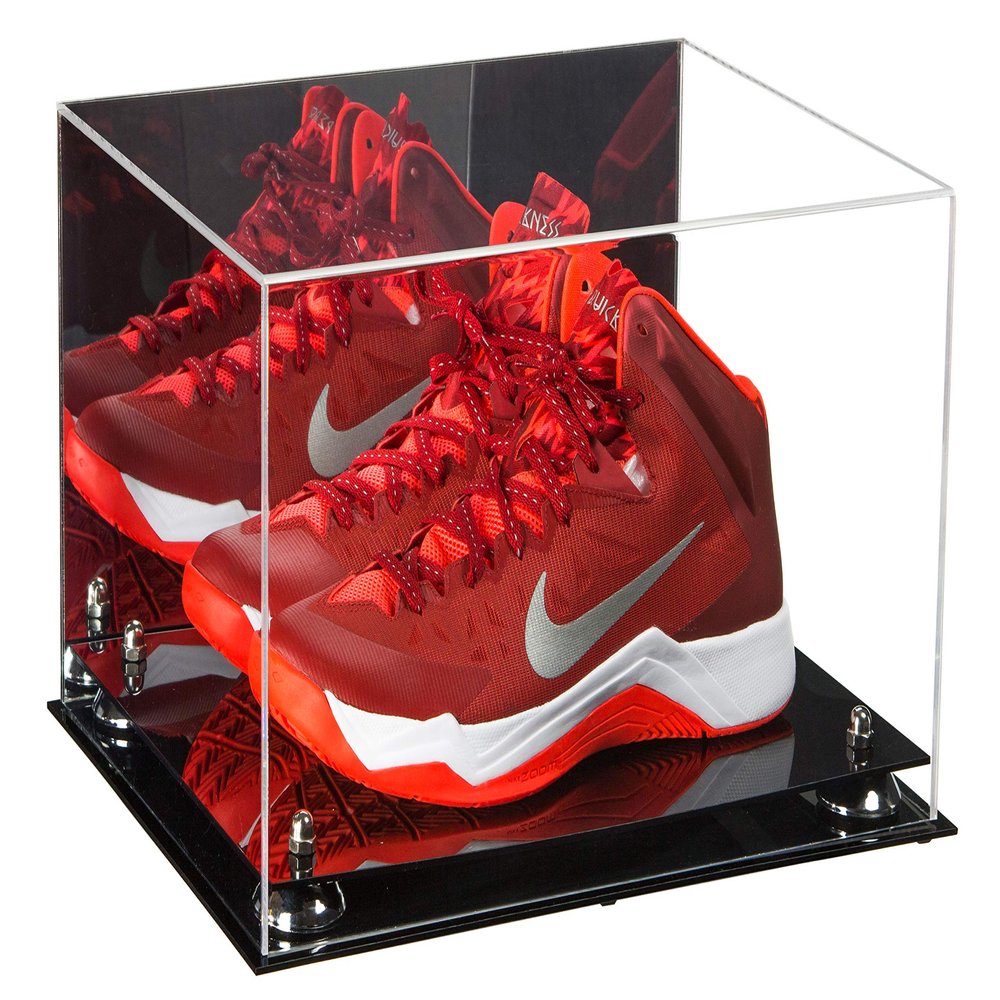 Better Display Cases Versatile Acrylic Display Case - Large Rectangle Box with Mirror and Silver Risers 15" x 12" x 9" (A082-SR)