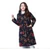 Women Winter Coat Ethnic Print Loose Long Thick Hooded Trench Coat Cotton Clothes Coats Female (Black, XL) view 1