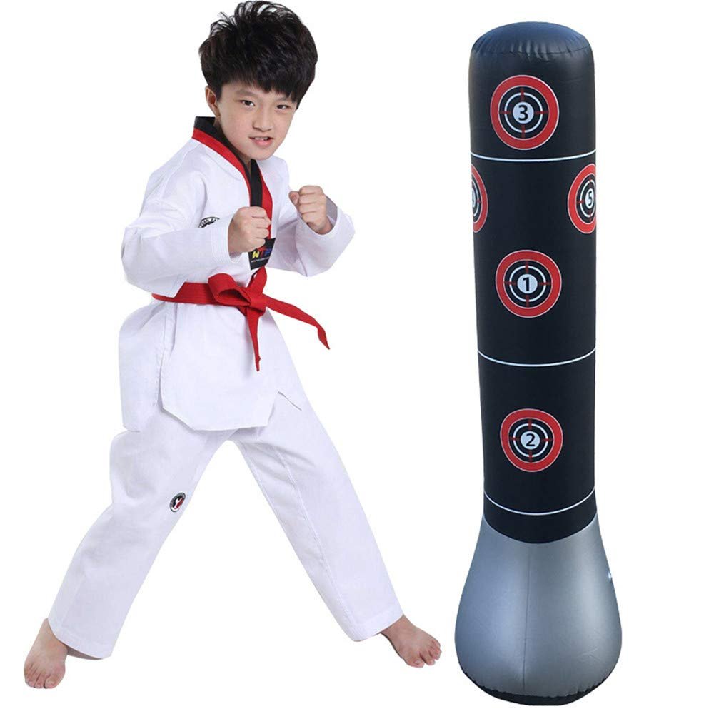 1.5M/59inch Fitness Training Inflatable Sandbags MMA Punching Boxing Bag Speed Free-Stand Tumbler Pressure Relief Boxing Sandbag