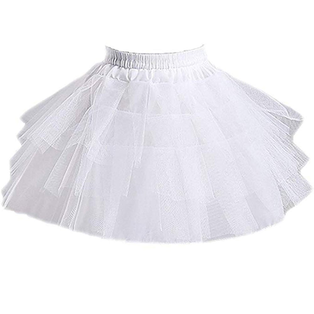 Kumeng Kids White Mini 3 Layers Apparel Half Slips Wedding Flower Girl Petticoat/Underskirt/Crinoline Slips (White)
