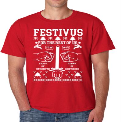 ALLNTRENDS Men's T Shirt Festivus Anti Christmas Secular Holiday Funny Complain (2XL, Red)