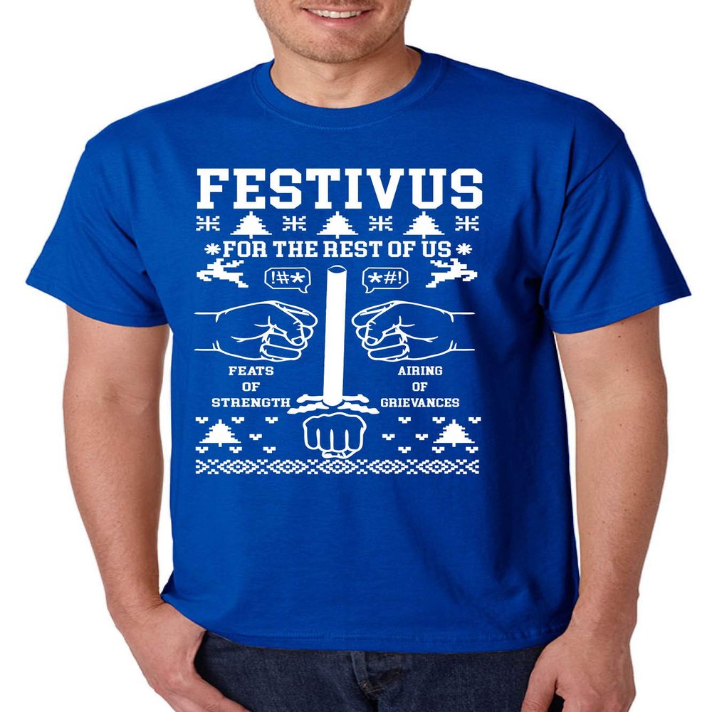 ALLNTRENDS Men's T Shirt Festivus Anti Christmas Secular Holiday Funny Complain (S, Royal Blue)