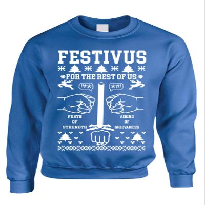 ALLNTRENDS Adult Sweatshirt Festivus Anti Christmas Secular Holiday Complain Top (XL, Royal Blue)