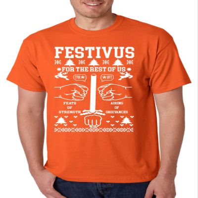 ALLNTRENDS Men's T Shirt Festivus Anti Christmas Secular Holiday Funny Complain (S, Orange)