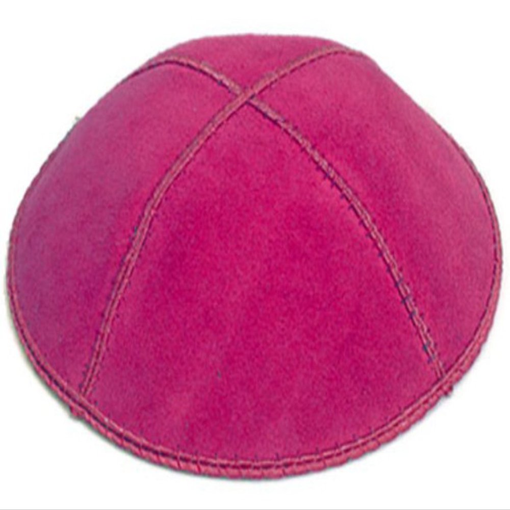 A1 Skullcap Suede Fabric Kippot Single or Bulk Kippah Optional Custom Imprinting Inside for Your Speacial Event  Hot Pink