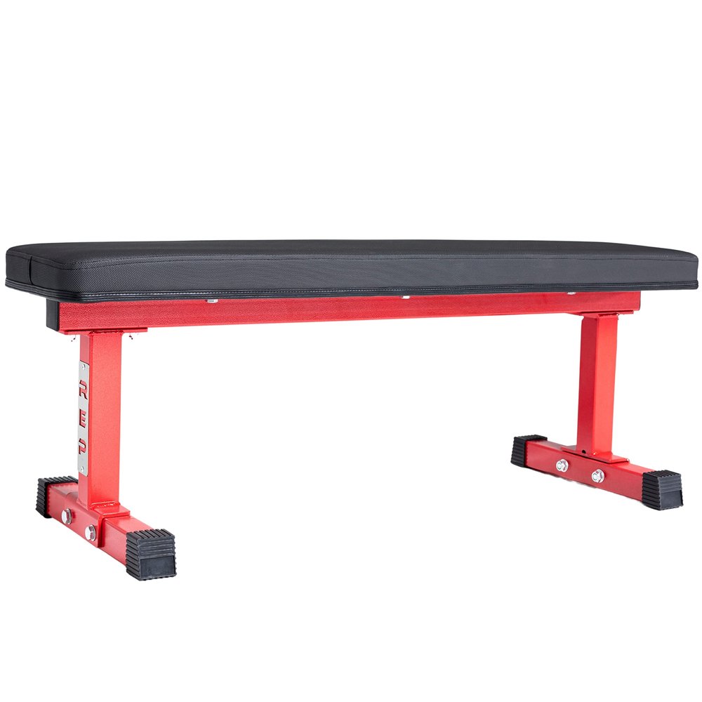 REP Fitness Flat Weight Bench, FB-3000, Heavy Duty Workout Bench For Home Gym, Folding Fitness Equipment For Strength Training, Adjustable Utility Platform For Dumbbells, Barbell, Red